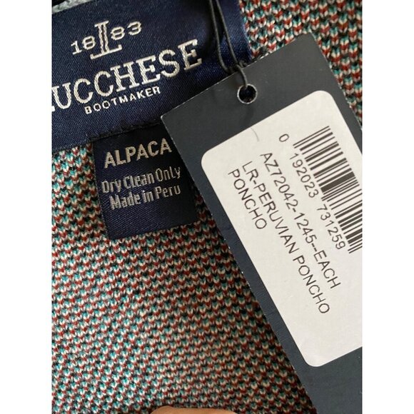 Lucchese Lightweight Alpaca Cape Peruvian Poncho One Size Fits Most Gray Multi - Picture 4 of 6